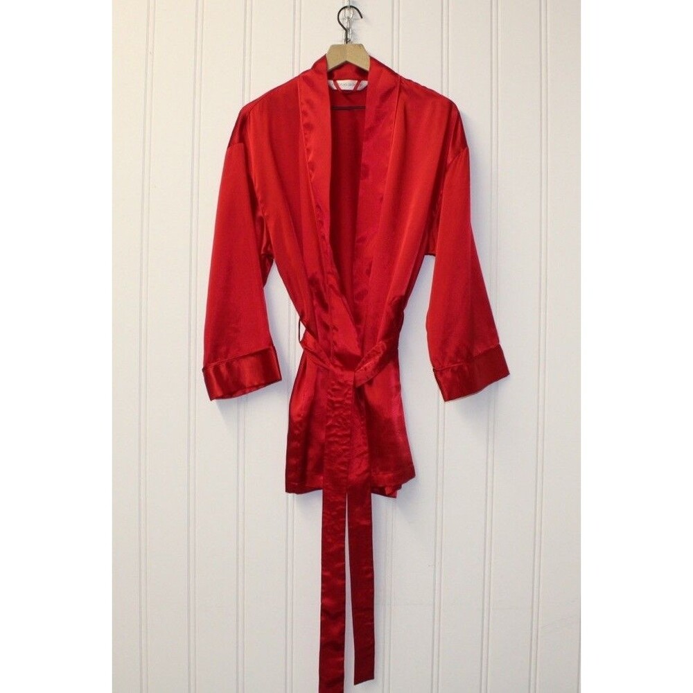 Victoria's Secret Vintage 90s Era Bright Red Satin Robe ONE‎ SIZE Y2K